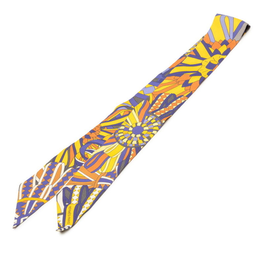 Hermes Twilly LES FLOTS DU CHEVAL (Horse Award) Scarf/Muffler, Purple, Yellow...